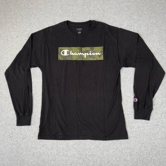Champion Other - Champion Shirt Mens L Black Long Sleeve Camouflage Logo Athletic Urban